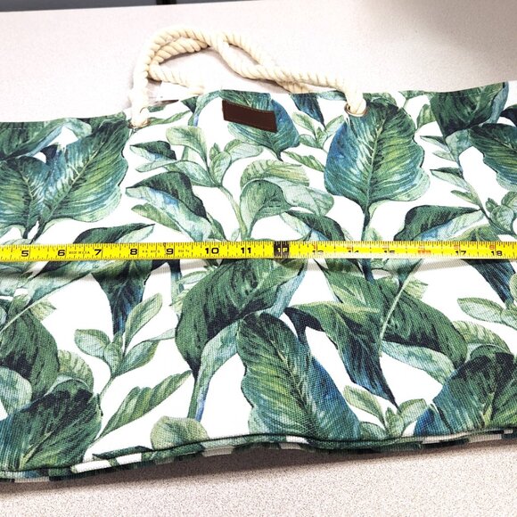 Canvas Tote Bag Large - NWT - Green Leaves Print - Picture 7 of 9
